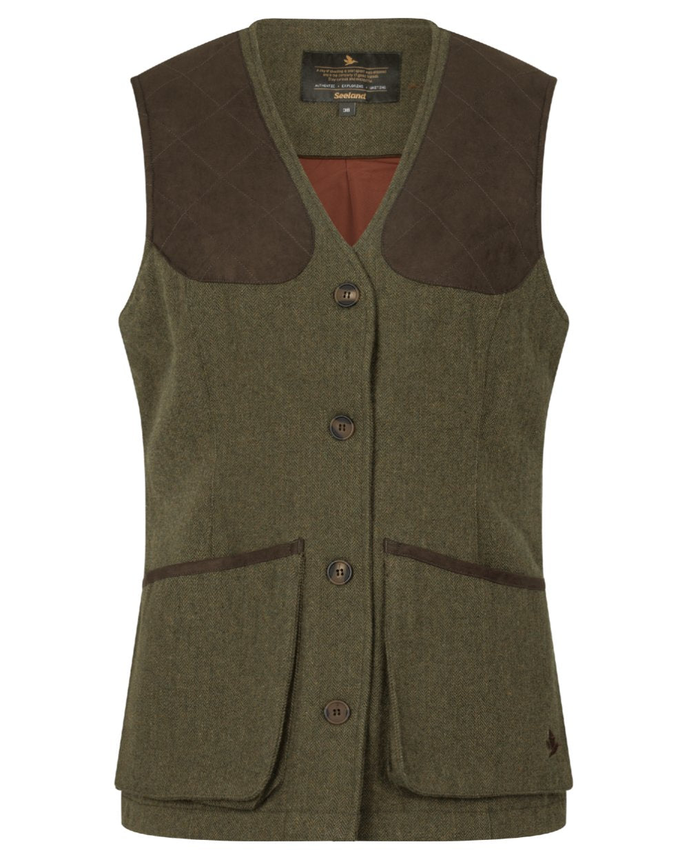 Moss Green Coloured Seeland Hillside Harriet Waistcoat On A White Background