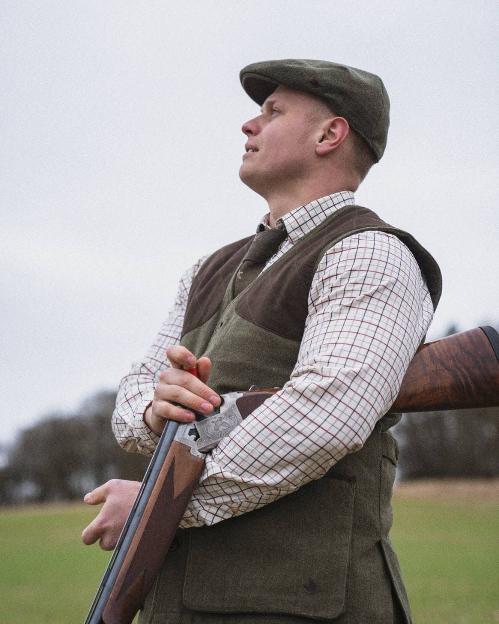 Moss Green Coloured Seeland Hillside Waistcoat On A Field Background