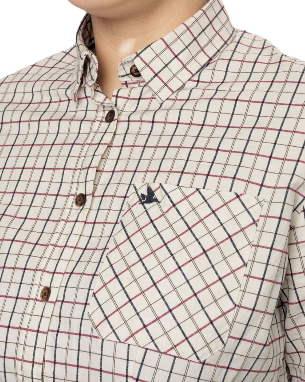 Cabernet/Blue Check Coloured Seeland Kerry Shooting Shirt On A White Background