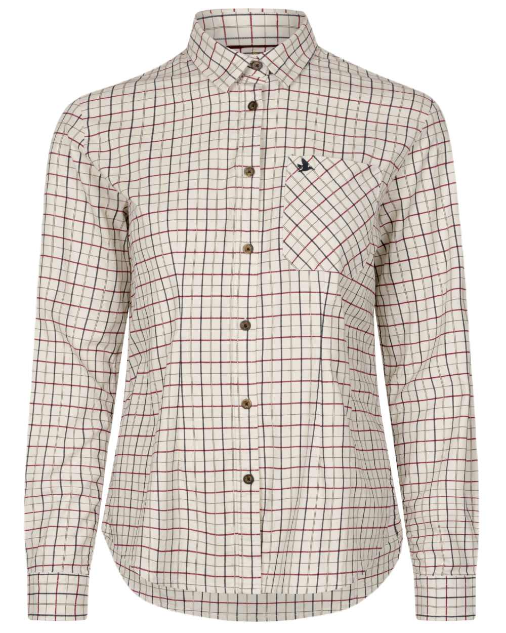 Cabernet/Blue Check Coloured Seeland Kerry Shooting Shirt On A White Background