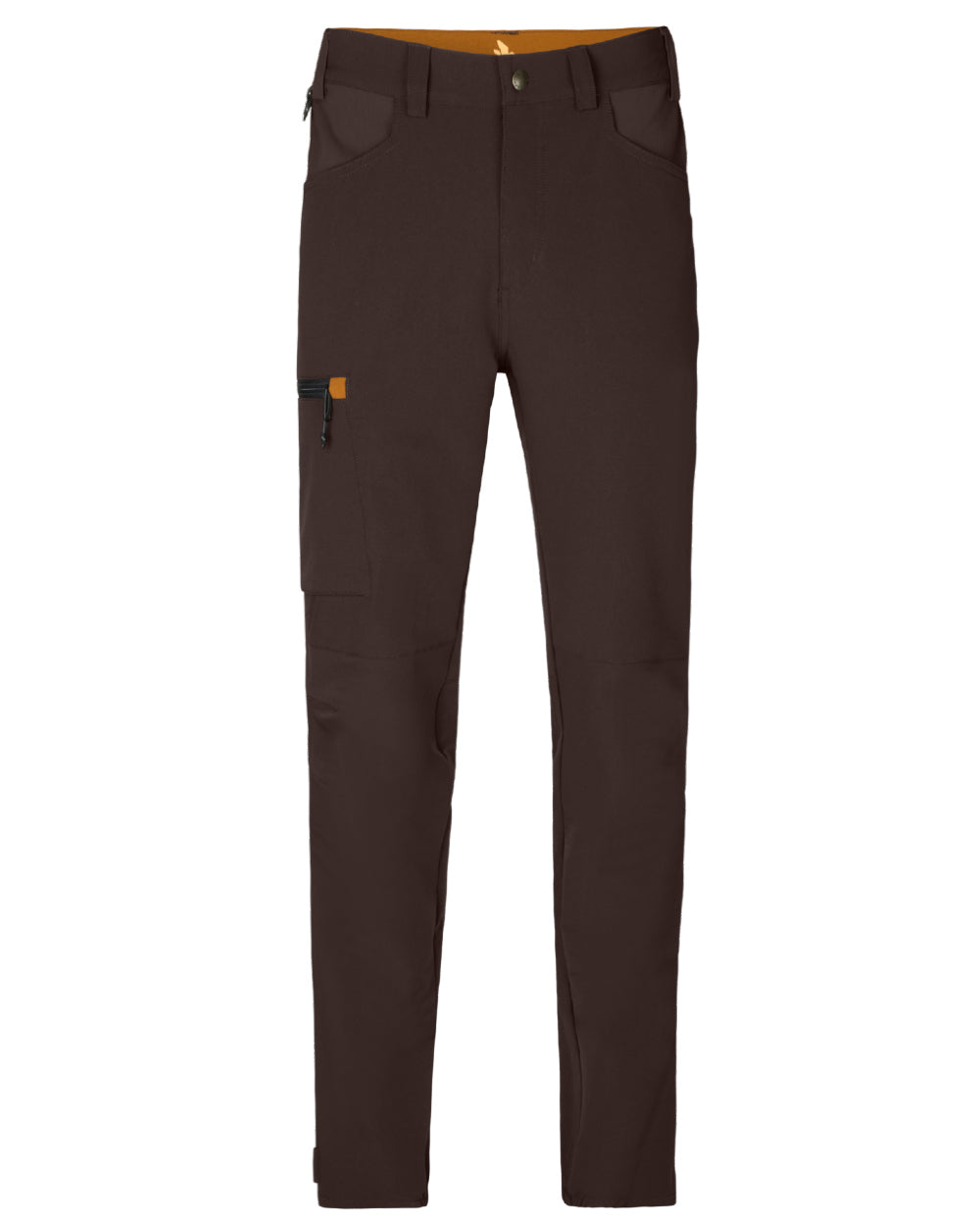 Dark Brown Coloured Seeland Mens Dog Active Trousers On A White Background 