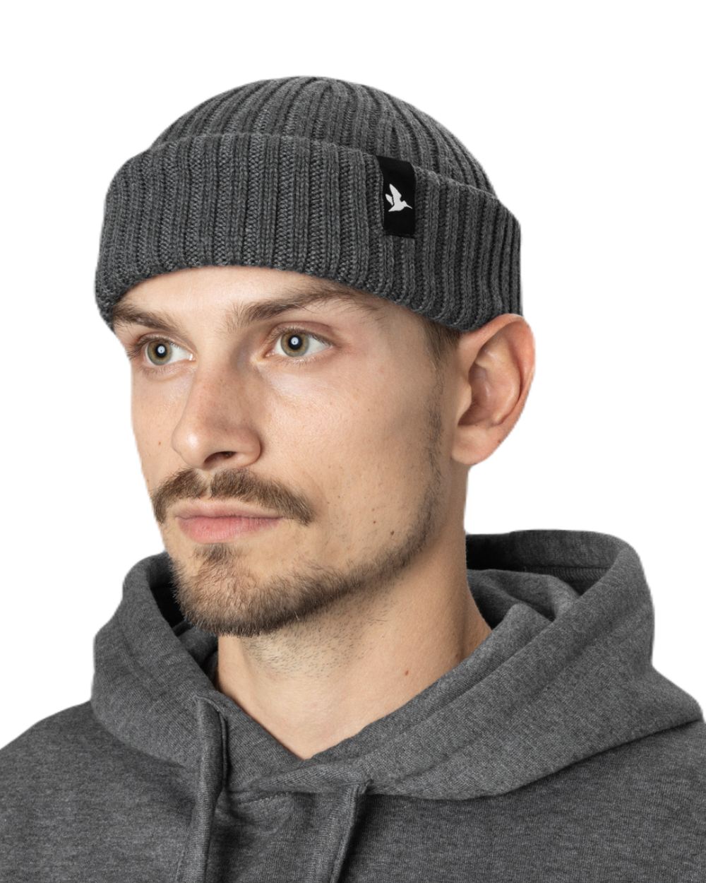 Grey Melange Coloured Seeland Norite Beanie On A White Background 