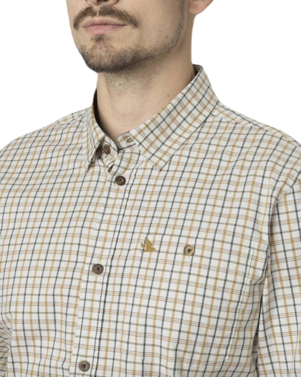 Classic Blue/Classic Brown Check Coloured Seeland Oxford Shooting Shirt On A White Background 