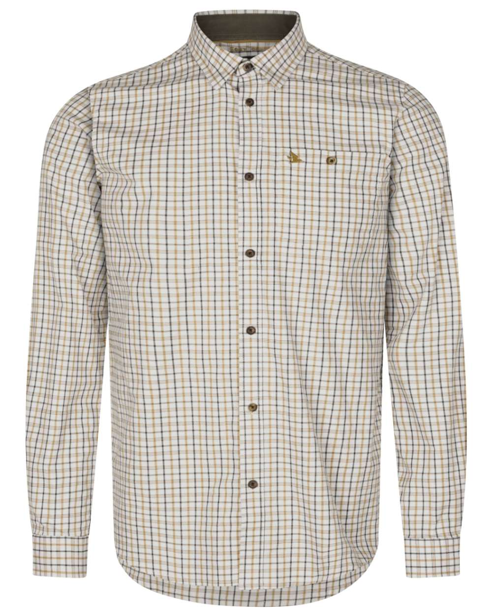 Classic Blue/Classic Brown Check Coloured Seeland Oxford Shooting Shirt On A White Background 