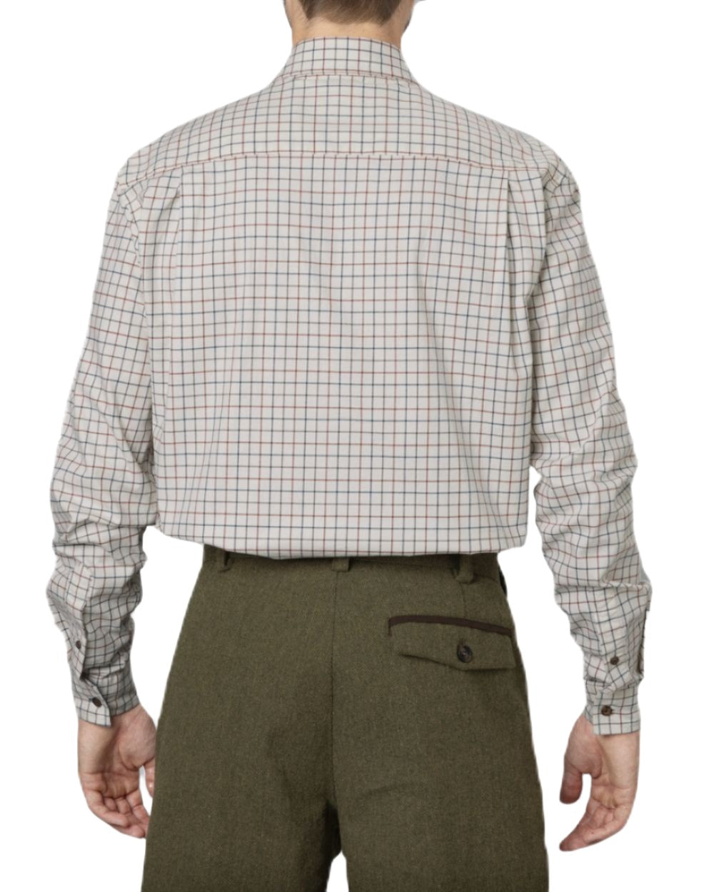 Grape Leaf/Terracotta Check Coloured Seeland Oxford Shooting Shirt On A White Background 