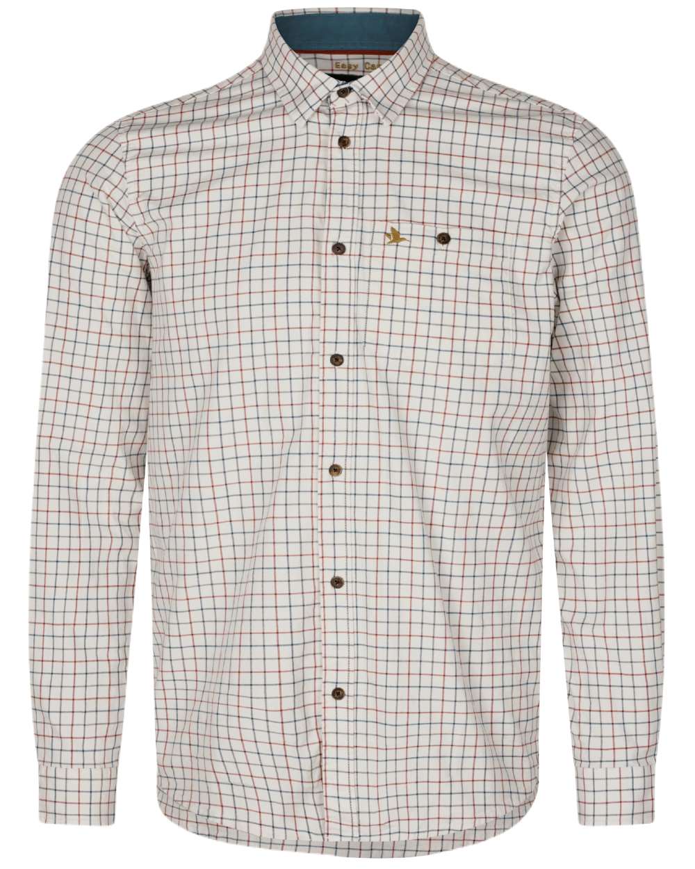 Grape Leaf/Terracotta Check Coloured Seeland Oxford Shooting Shirt On A White Background 