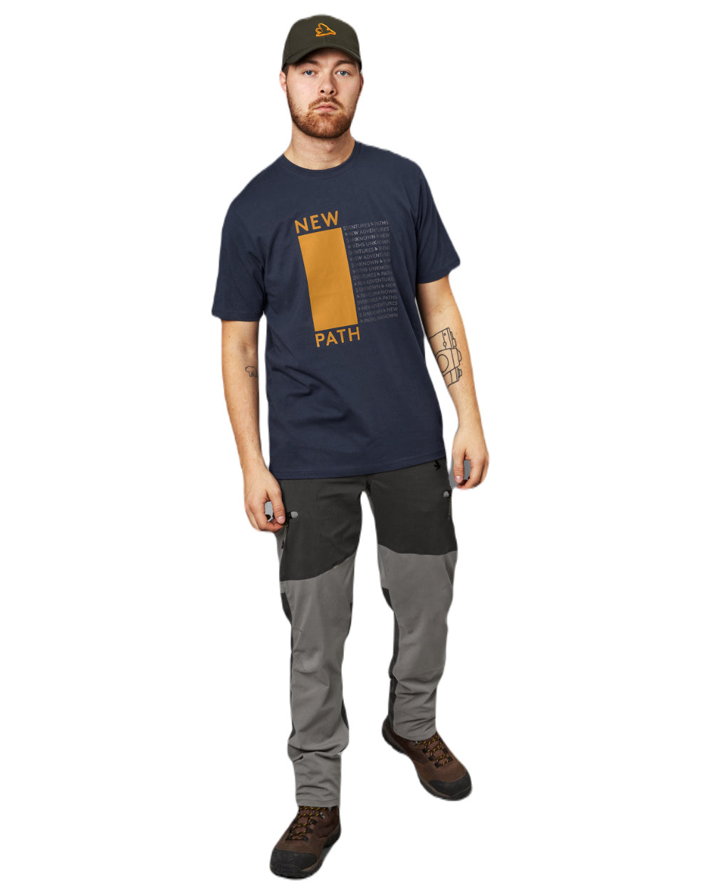 Dark Navy Coloured Seeland Path T-Shirt On A White Background