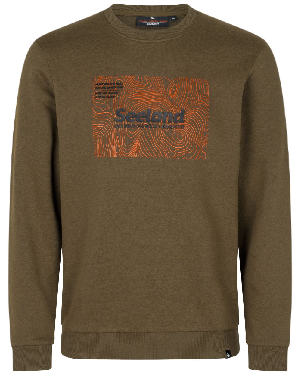 Dark Olive Melange Coloured Seeland Pulse Sweatshirt On A White Background