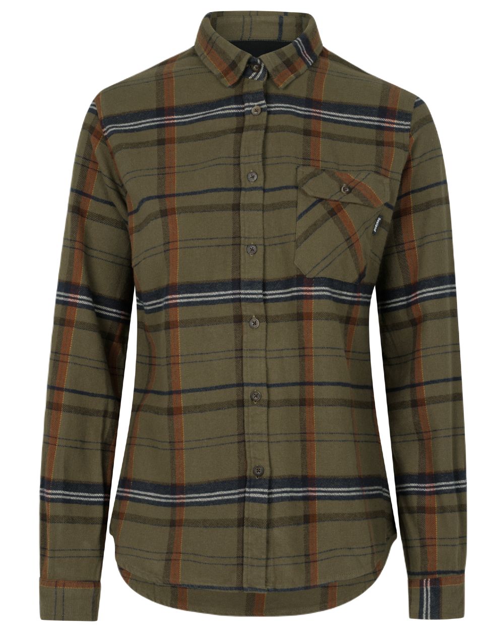 Grape Leaf/Terracotta Check Coloured Seeland Skye Flannel Shirt On A White Background 