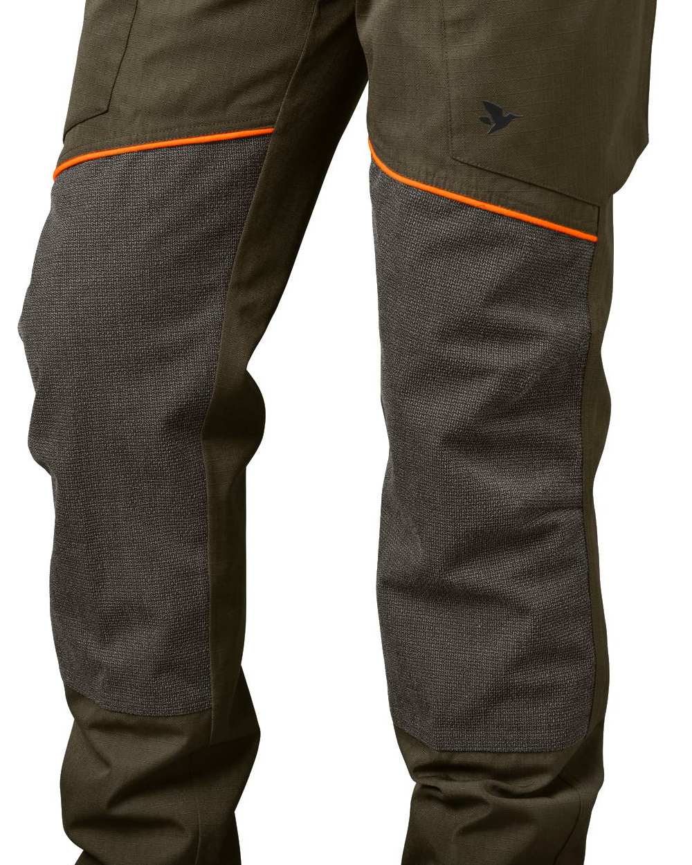 Pine Green/Hi-Vis Orange Coloured Seeland Venture Trousers On A White Background