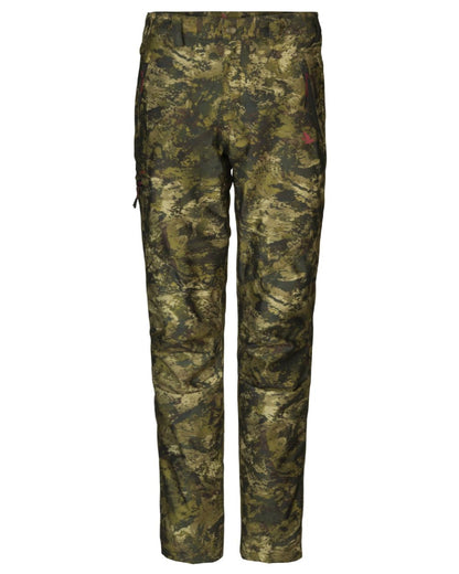 InVis Green Coloured Seeland Womens Avail Camo Trousers On A White Background