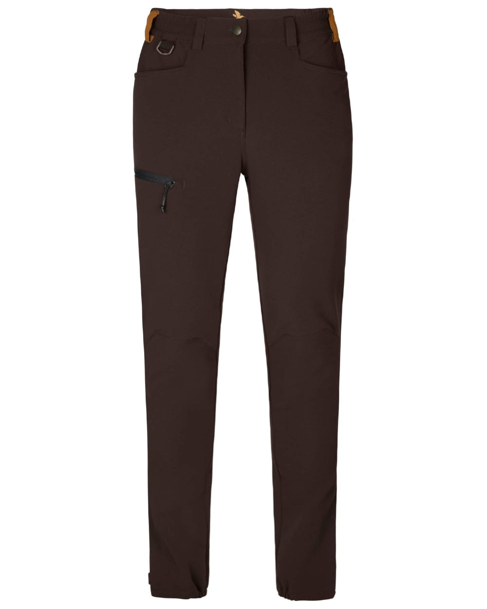 Dark Brown Coloured Seeland Womens Dog Active Trousers On A White Background 