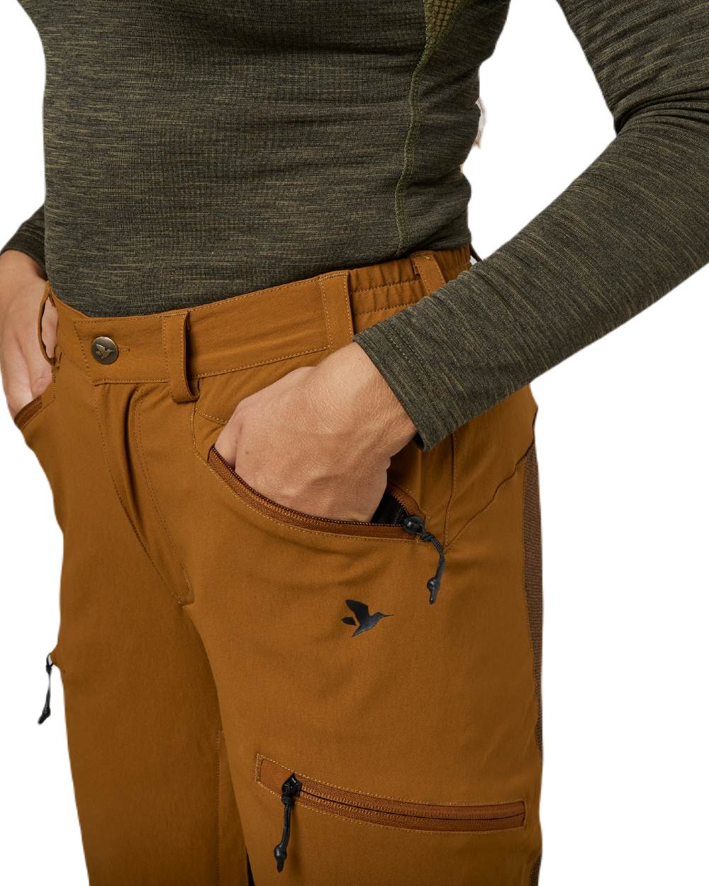 Burnt Clay Coloured Seeland Womens Larch Membrane Waterproof Trousers On A White Background 