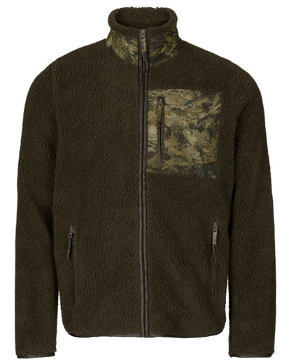 Grizzly Brown Coloured Seeland Zephyr Camo Fleece Jacket On A White Background