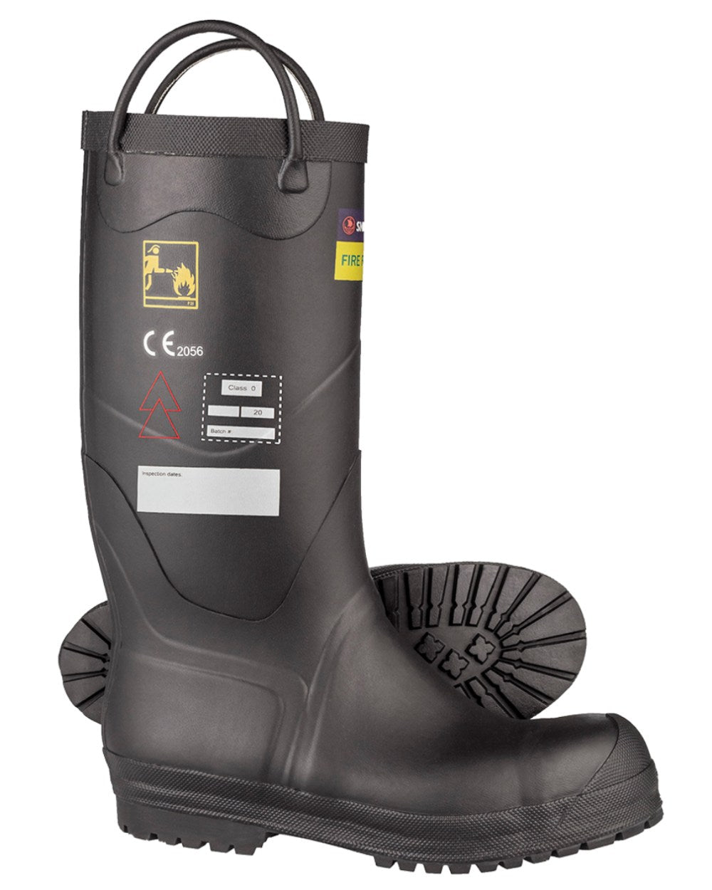 Black Coloured Skellerup Firefighter Boot On A White Background