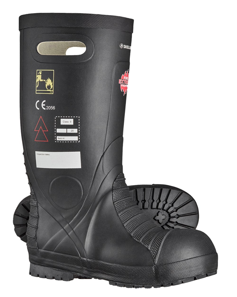 Black Coloured Skellerup Firefighter Extreme Boot On A White Background