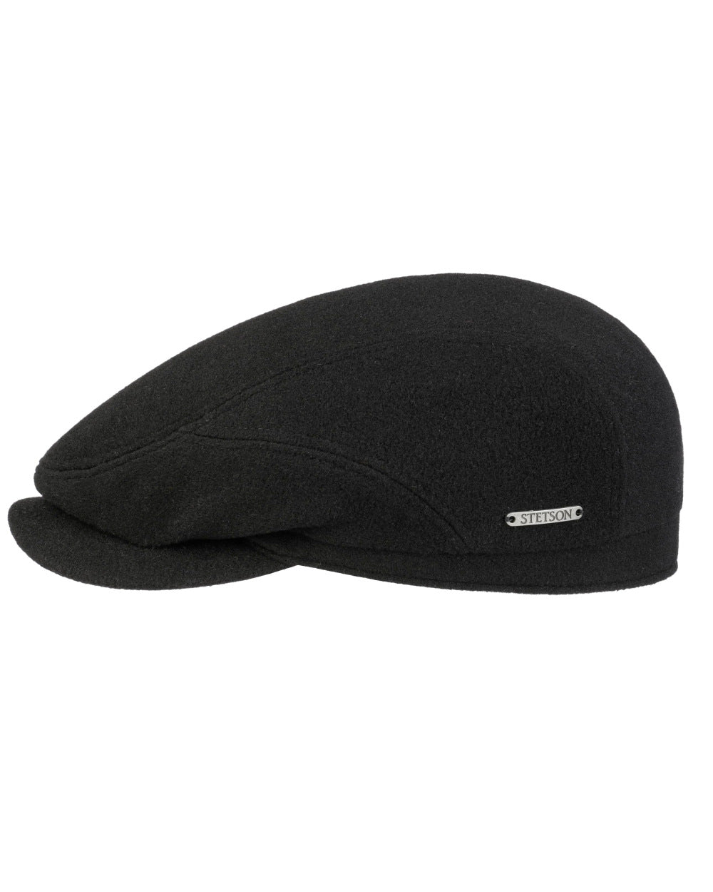 Black Coloured Stetson Cashmere Wool Driver Cap On A White Background 