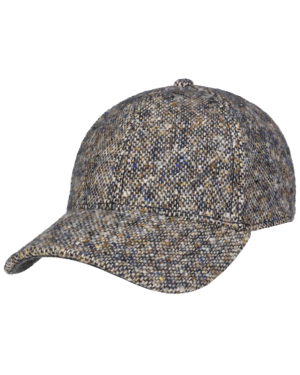 Blue Coloured Stetson Classic Donegal Tweed Cap On A White Background 