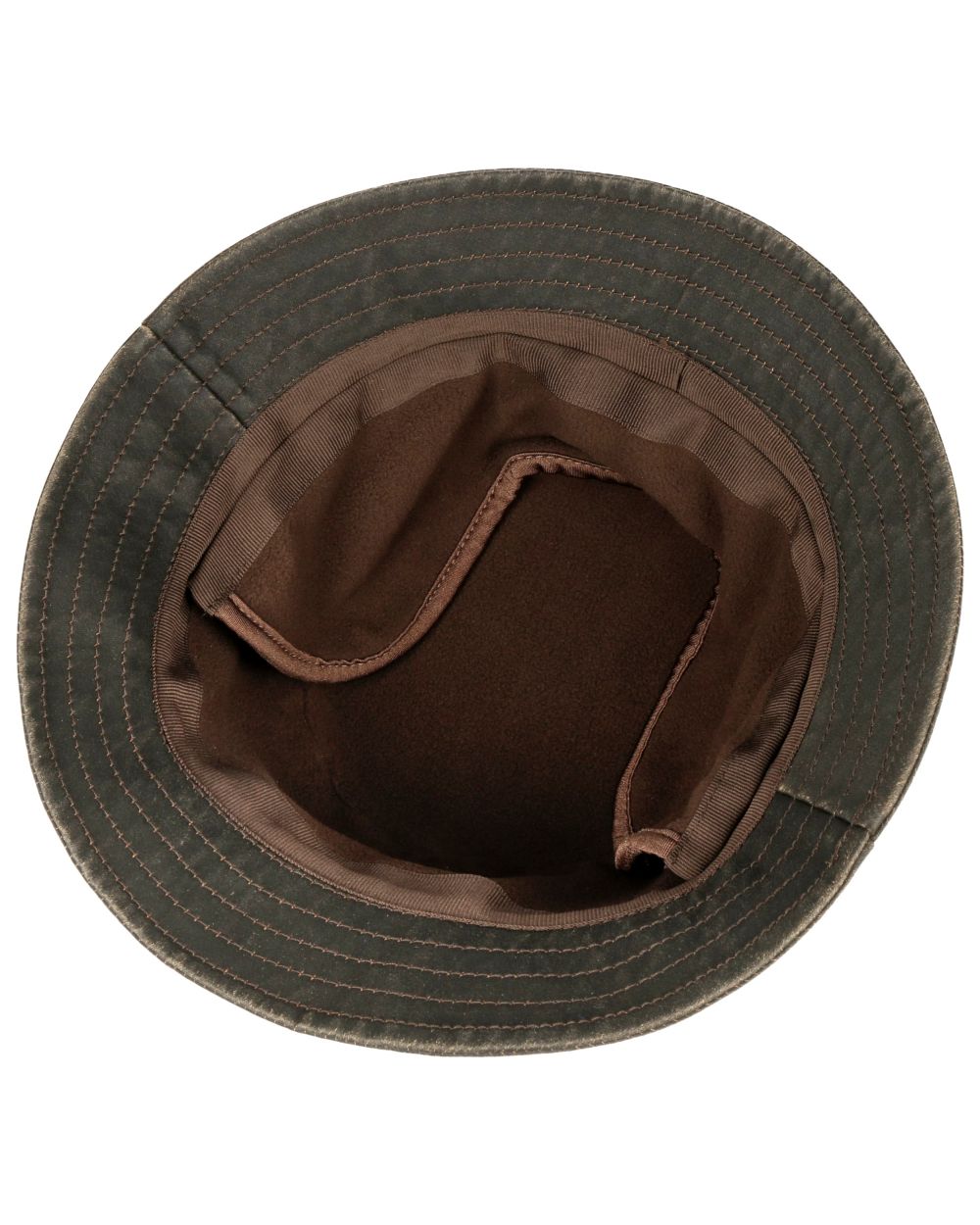 Brown Coloured Stetson Cloth Bucket Hat with Ear Flaps On A White Background