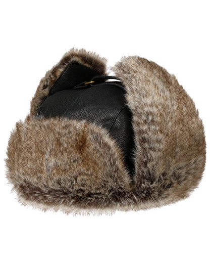 Black Coloured Stetson Cowhide Bomber Aviator Hat On A White Background 