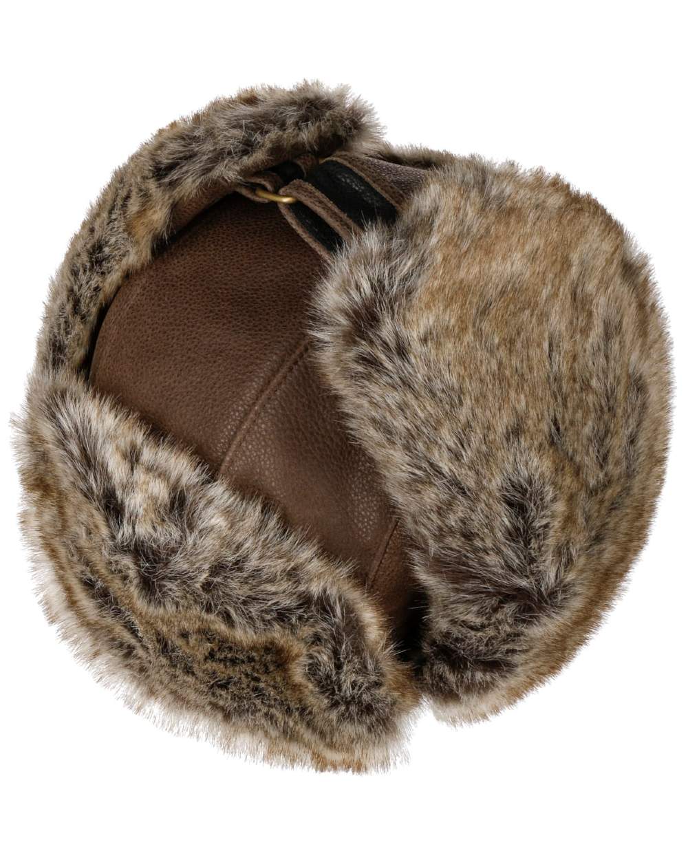 Brown Coloured Stetson Cowhide Bomber Aviator Hat On A White Background 