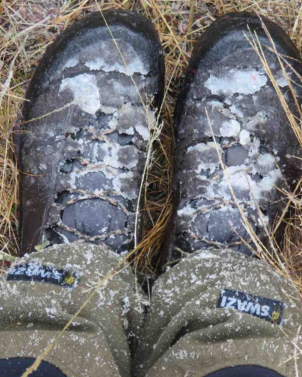 Tussock Green Coloured Swazi Hush Puttys Gaiters On A Field Background 