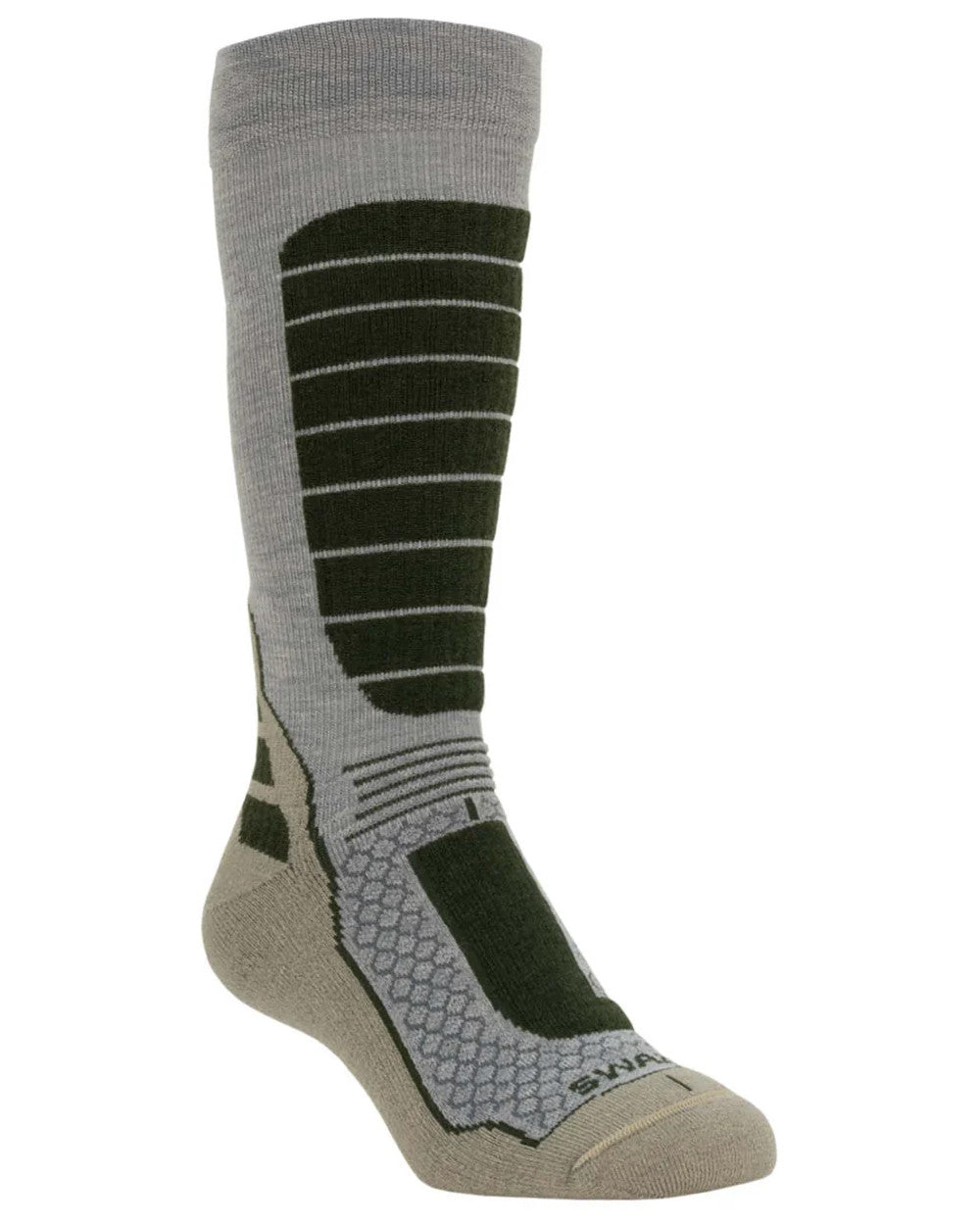 Olive Coloured Swazi The Ibex Socks On A White Background