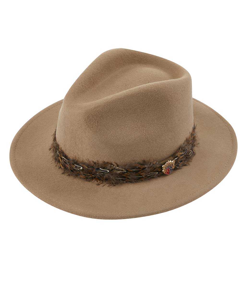 Mink Coloured Alan Paine Richmond Ladies Fedora On A White Background 