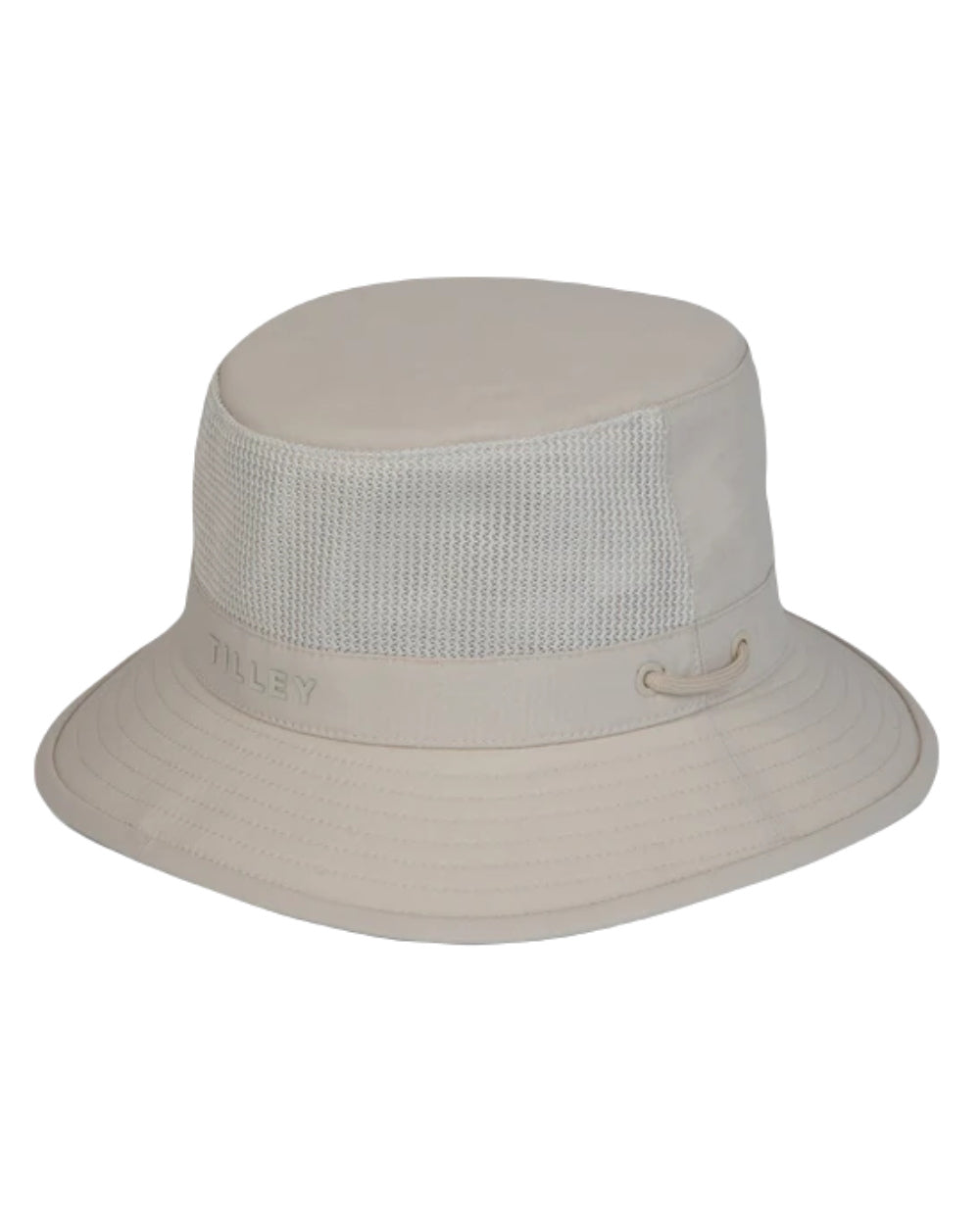 Light Stone Coloured Tilley Airflo LTM1 Bucket Hat on white background 