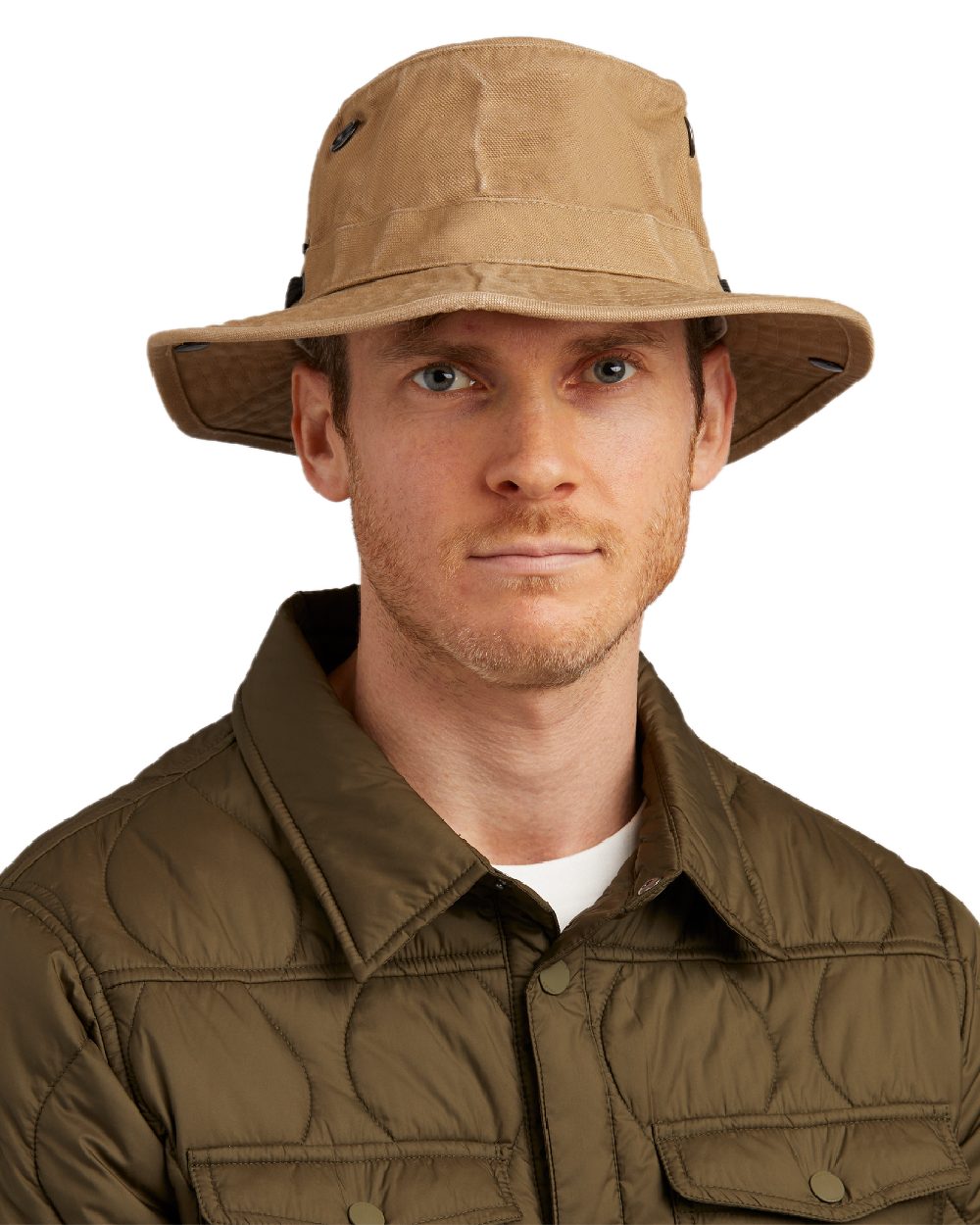 Dark Khaki coloured Tilley T3 Wanderer Hat on White background 