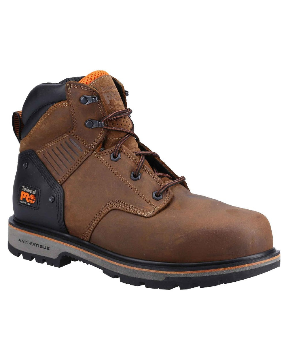 Brown coloured Timberland Pro Ballast Safety Boots on white background 