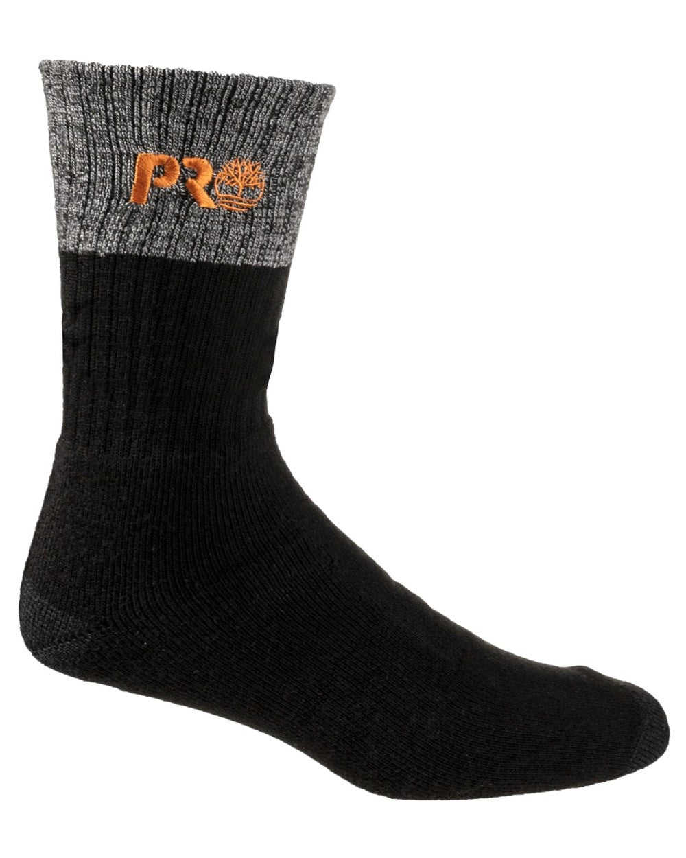 Black coloured Timberland Pro Colour Block Full Cushion Boot Sock 2 Packs on white background 