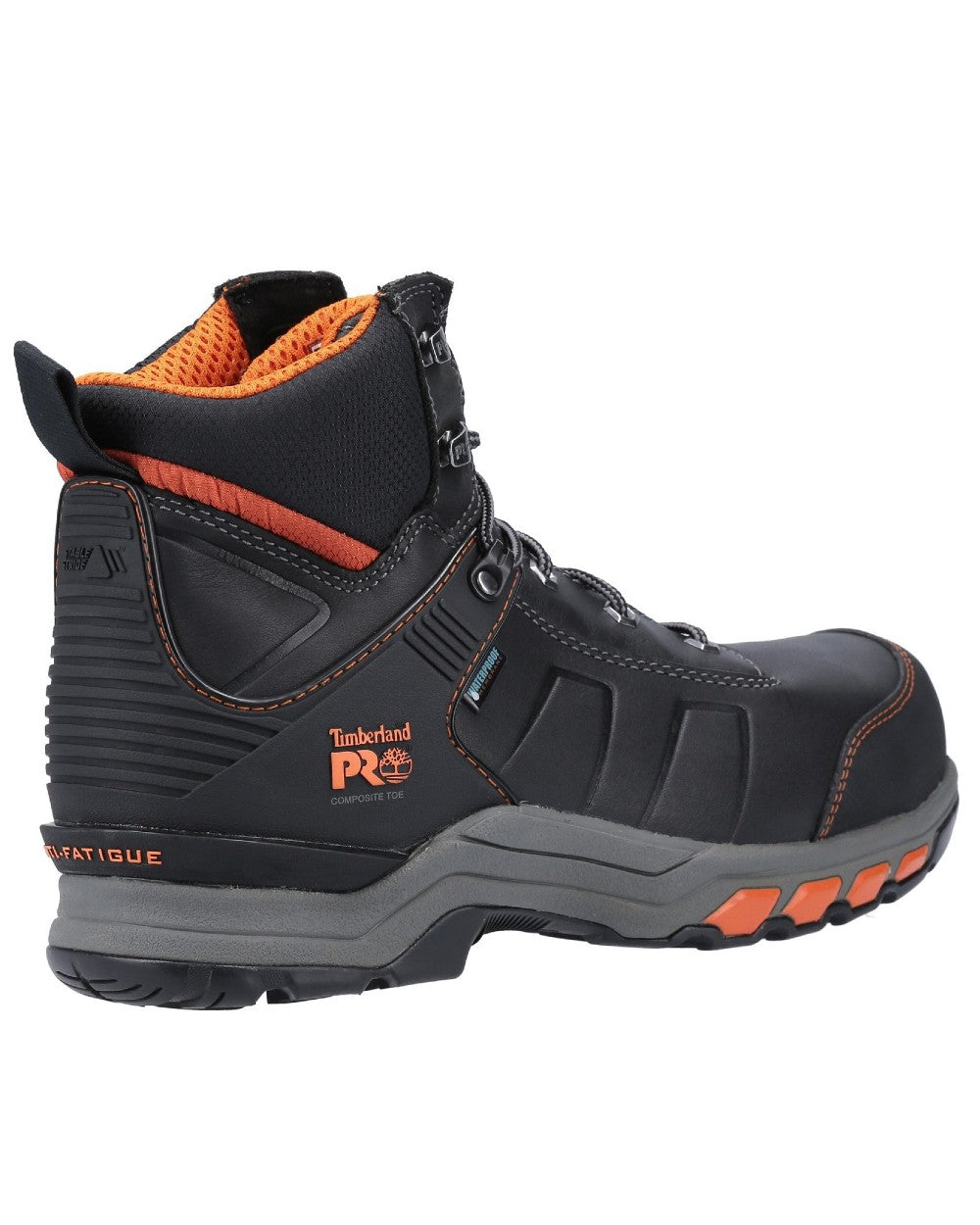 Black/Orange Timberland Pro Hypercharge Composite Safety Toe Work Boots on white background 