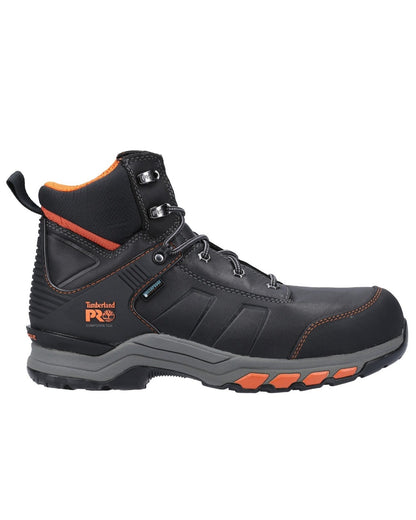 Black/Orange Timberland Pro Hypercharge Composite Safety Toe Work Boots on white background 