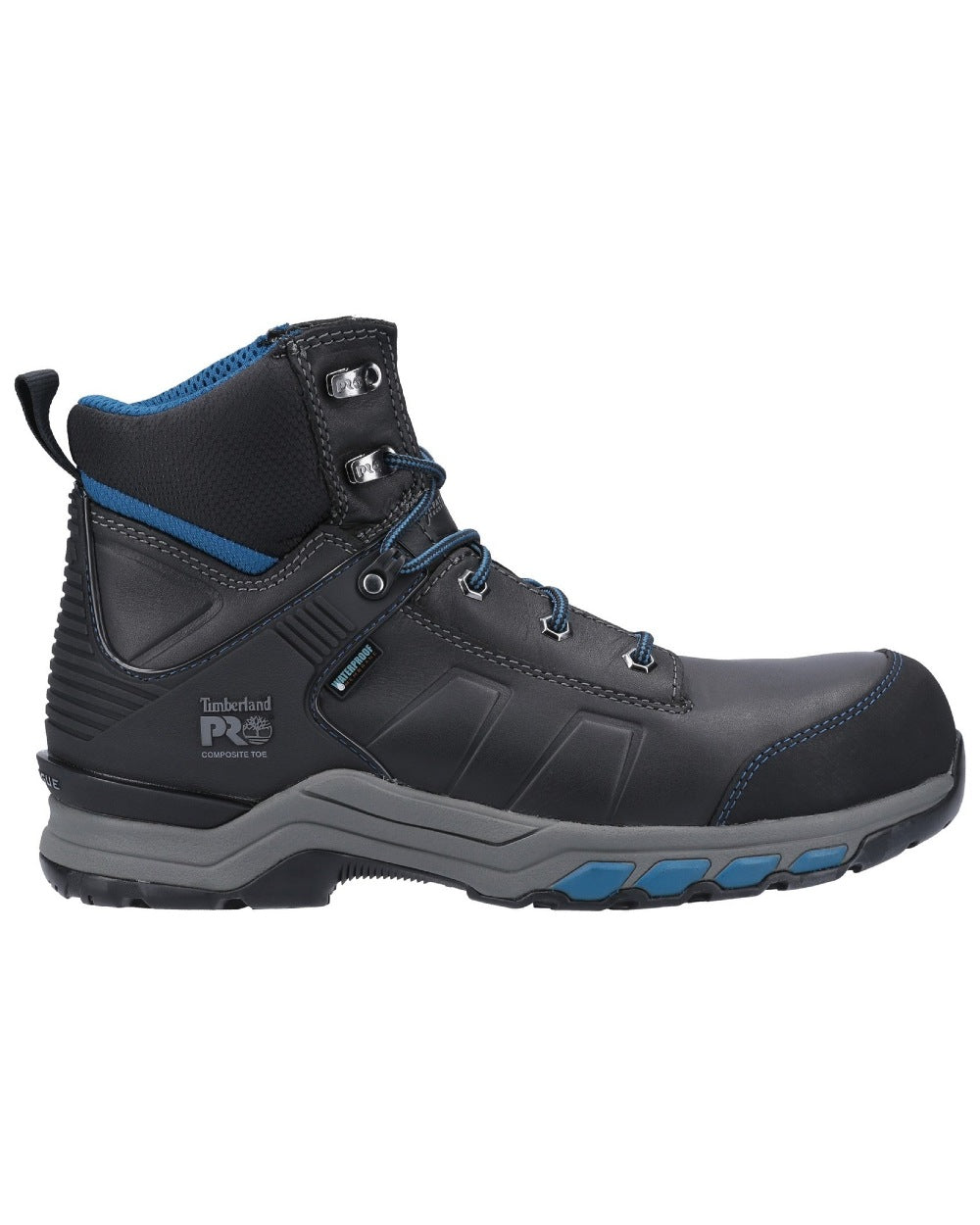 Black/Teal Timberland Pro Hypercharge Composite Safety Toe Work Boots on white background 