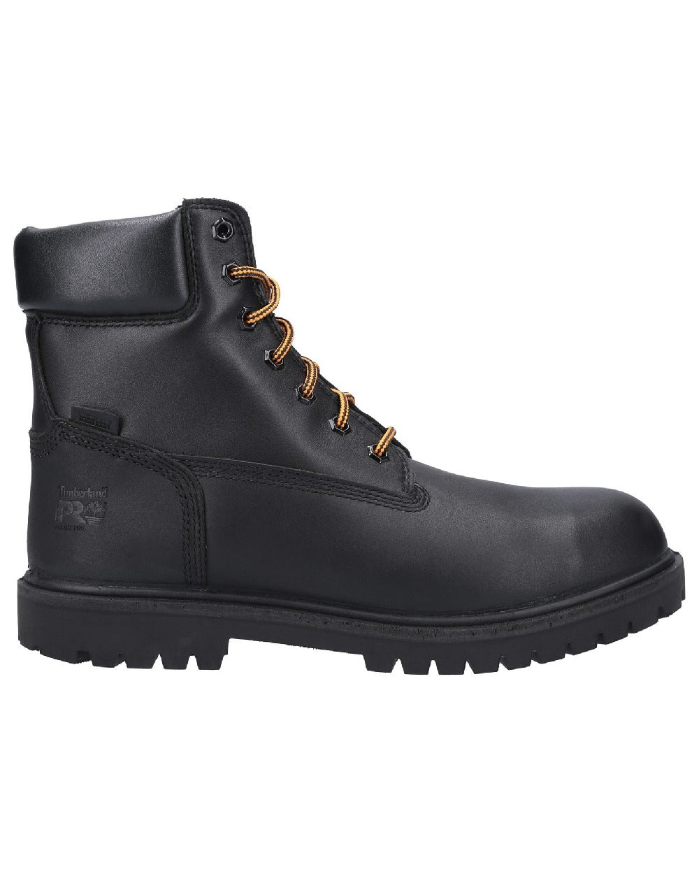 Black coloured Timberland Pro Iconic Safety Toe Work Boots on white background 