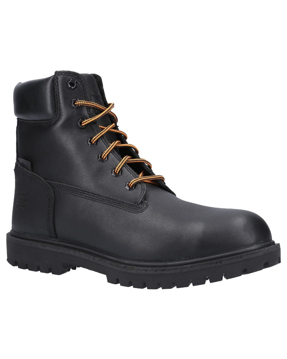 Black coloured Timberland Pro Iconic Safety Toe Work Boots on white background 