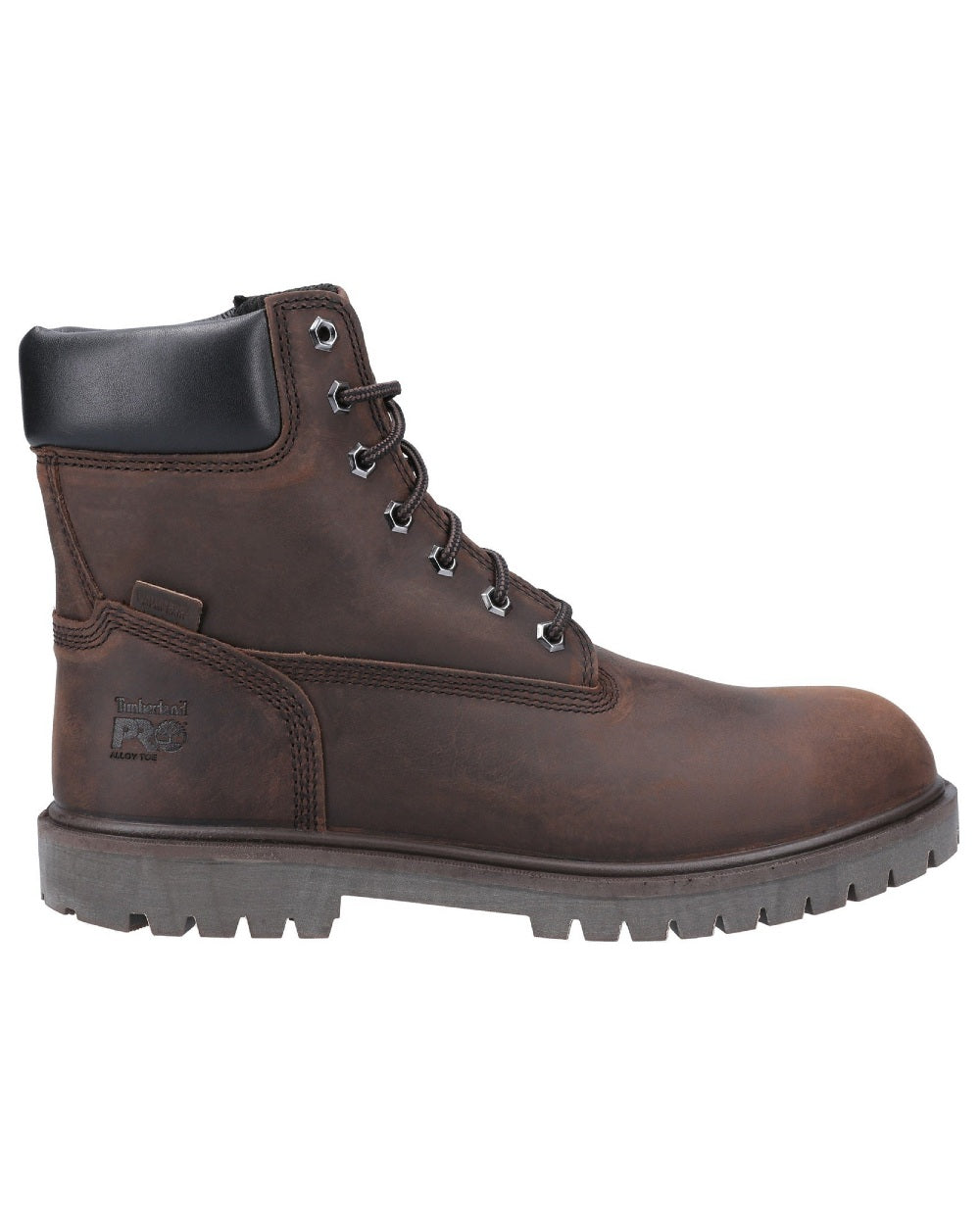 Brown coloured Timberland Pro Iconic Safety Toe Work Boots on white background 