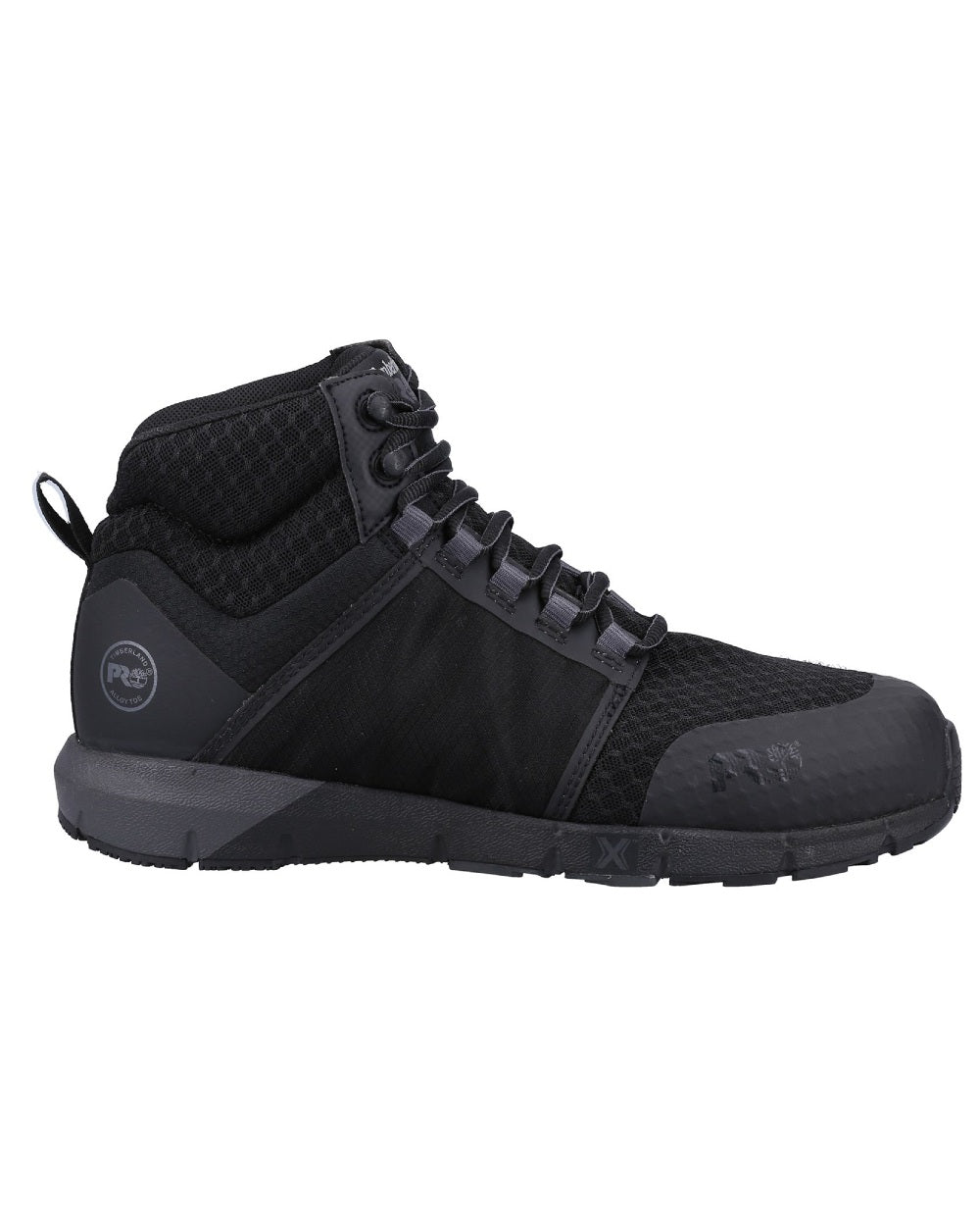 Black coloured Timberland Pro Radius Boots on white background 