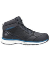 Black/Blue coloured Timberland Pro Reaxion Mid Composite Safety Boots on white background #colour_black-blue