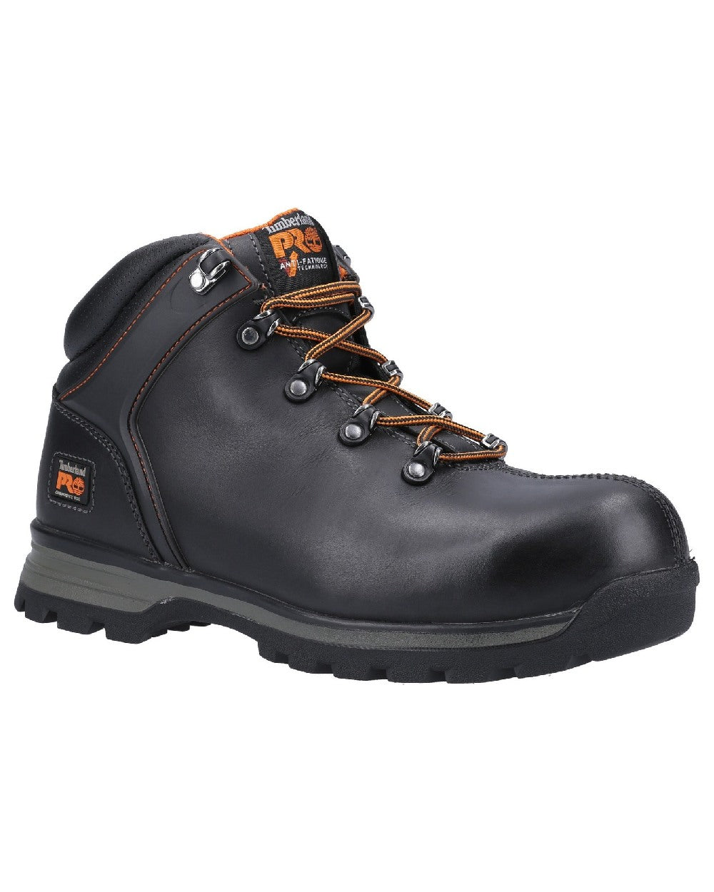Black coloured Timberland Pro Splitrock XT Composite Safety Toe Work Boots on white background 
