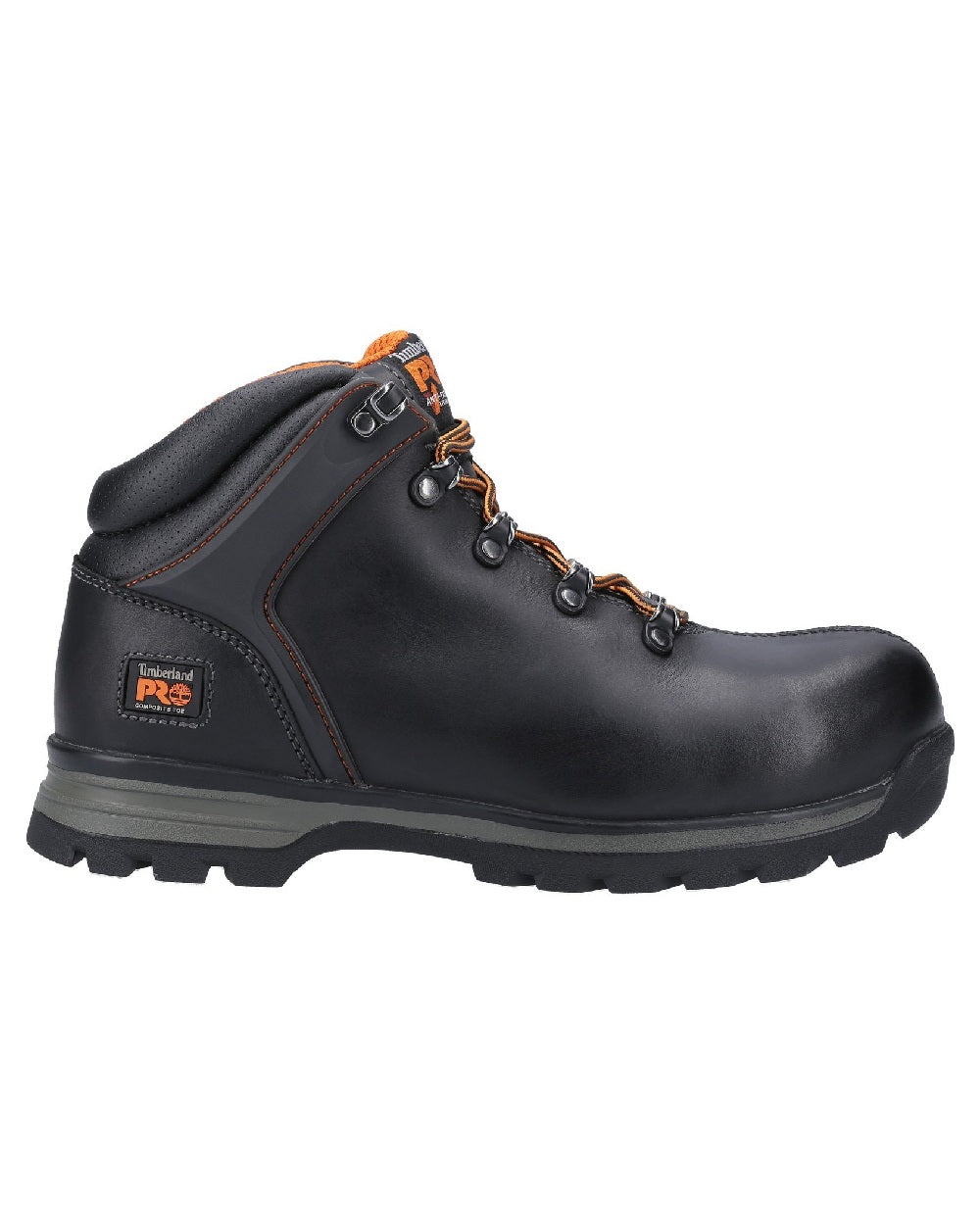 Black coloured Timberland Pro Splitrock XT Composite Safety Toe Work Boots on white background 