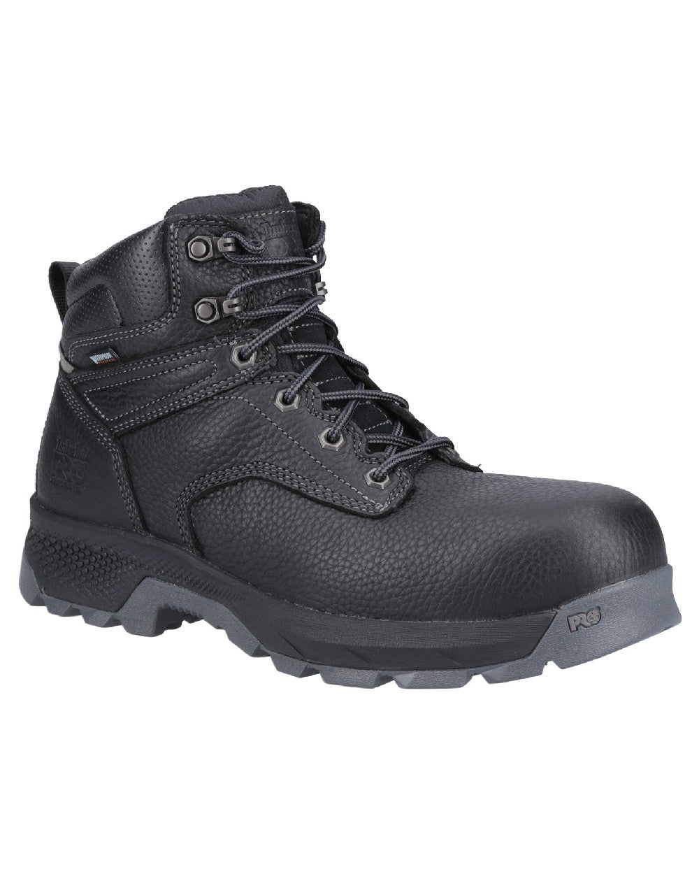 Black coloured Timberland Pro Titan 6inch Safety Boots on white background 