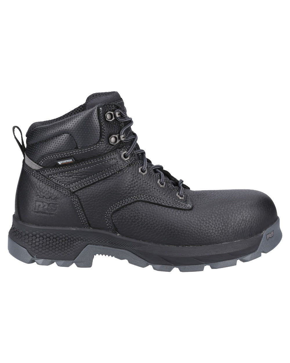 Black coloured Timberland Pro Titan 6inch Safety Boots on white background 