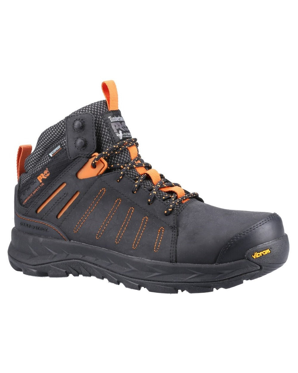 Black coloured Timberland Pro Trailwind Work Boots on white background 