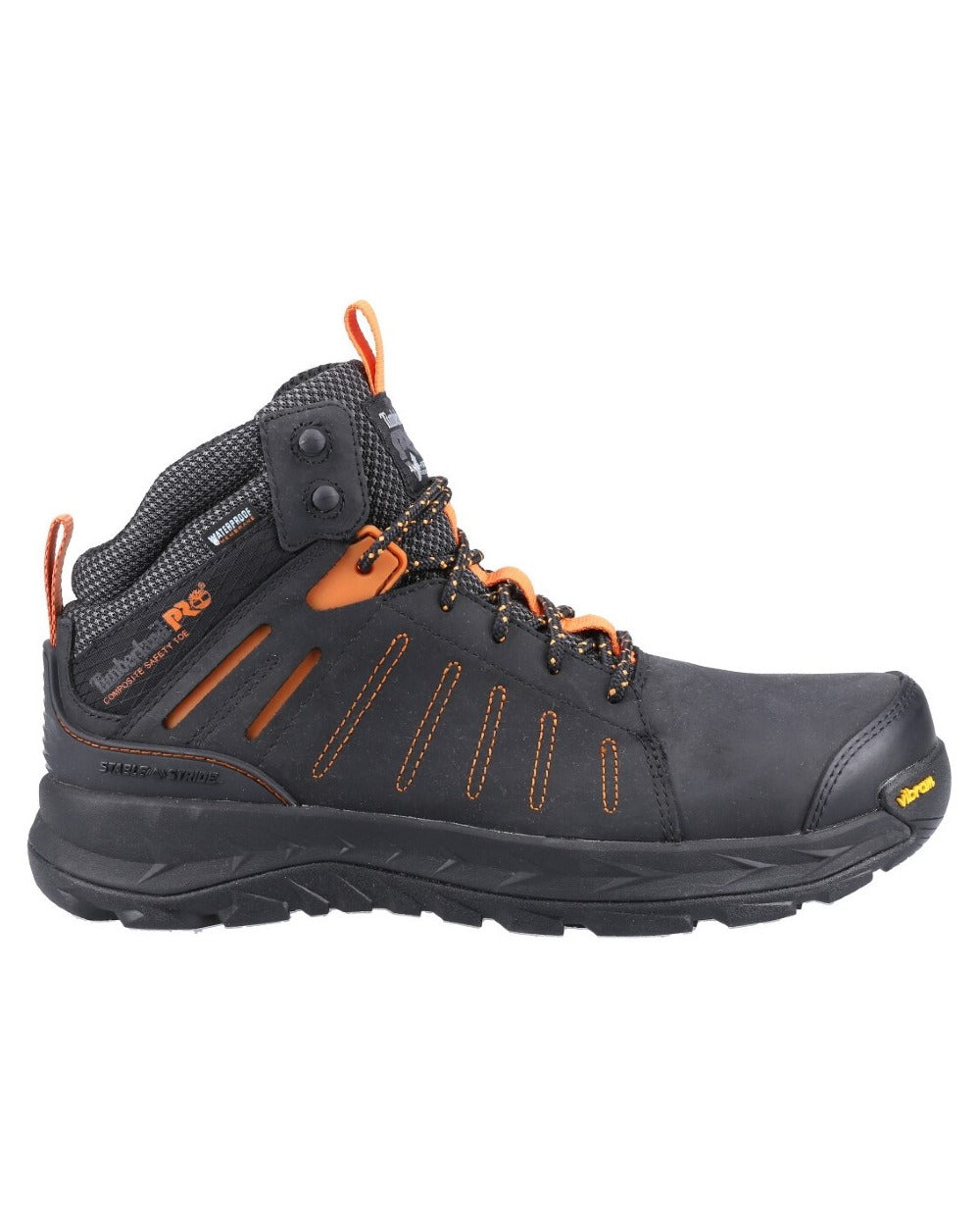 Black coloured Timberland Pro Trailwind Work Boots on white background 