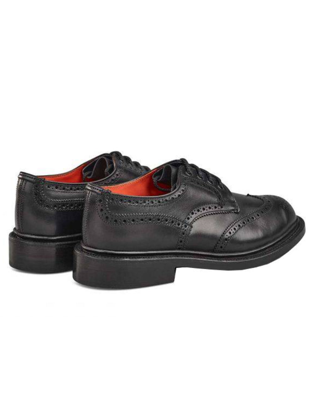 Black Coloured Trickers Anne Leather Sole Brogue Country Shoe On A White Background 