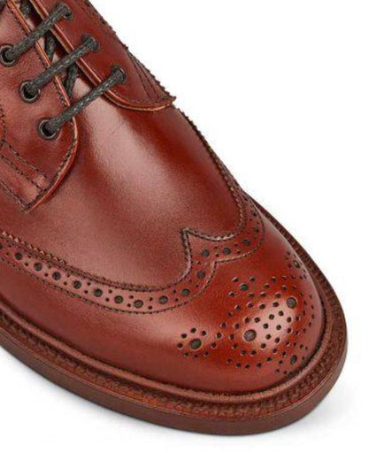Marron Antique Coloured Trickers Anne Leather Sole Brogue Country Shoe On A White Background 