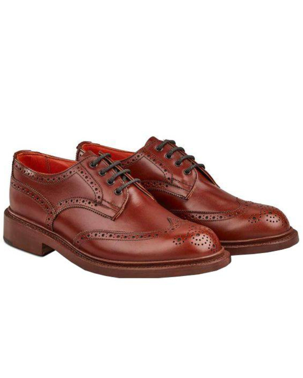 Marron Antique Coloured Trickers Anne Leather Sole Brogue Country Shoe On A White Background 