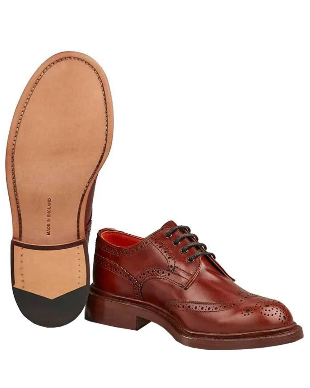 Marron Antique Coloured Trickers Anne Leather Sole Brogue Country Shoe On A White Background 